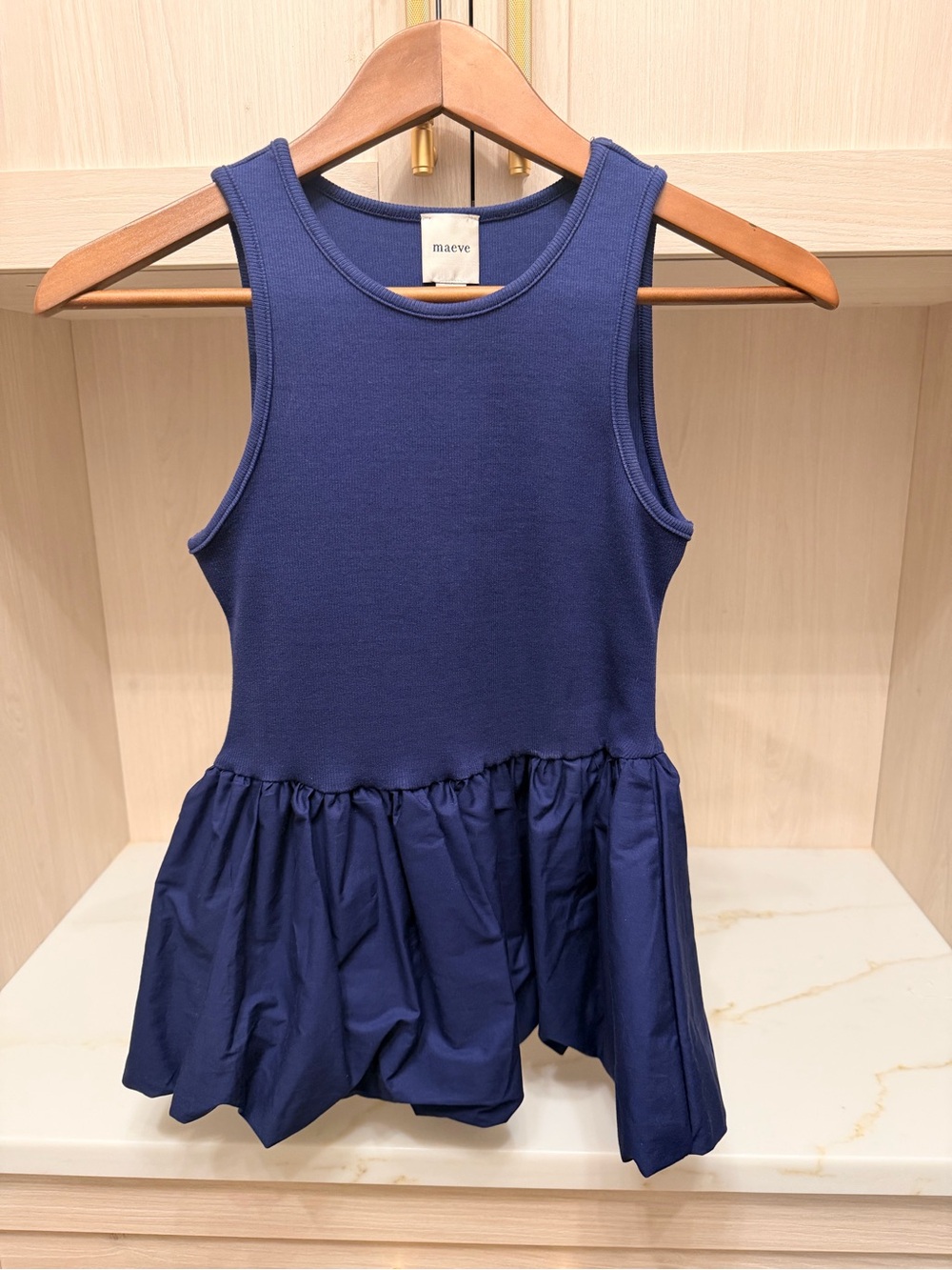 Maeve Navy Tank Peplum Dress Top